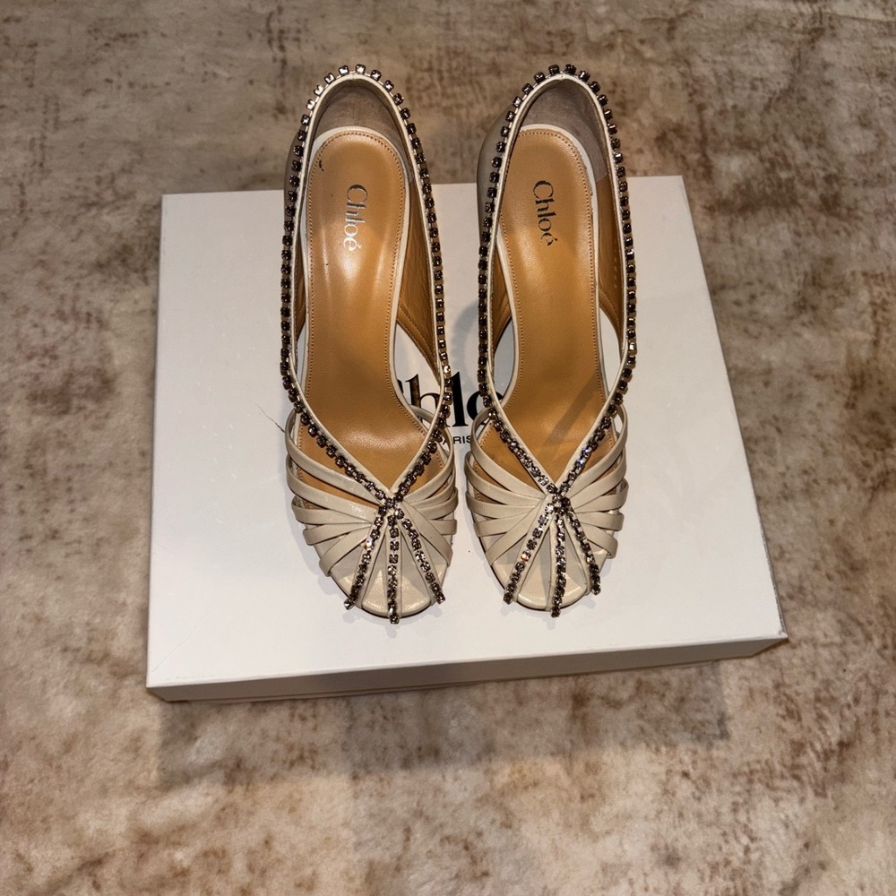 Chloe Cream Embellished Heels
